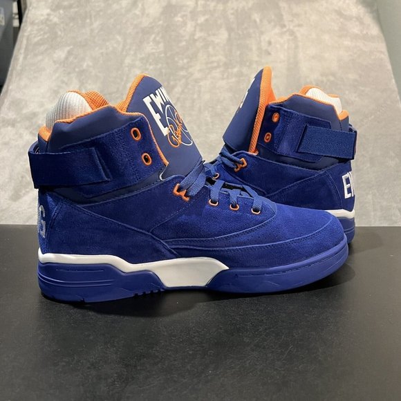 Ewing 33 Hi Men's 13 Blue Suede And Orange Knicks High Top Basketball Sneakers - Picture 7 of 11